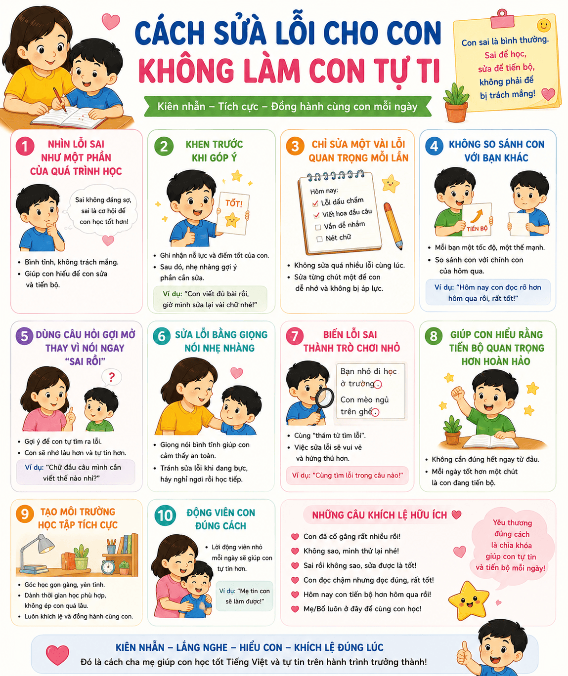 Cách sửa lỗi cho con không làm con tự ti