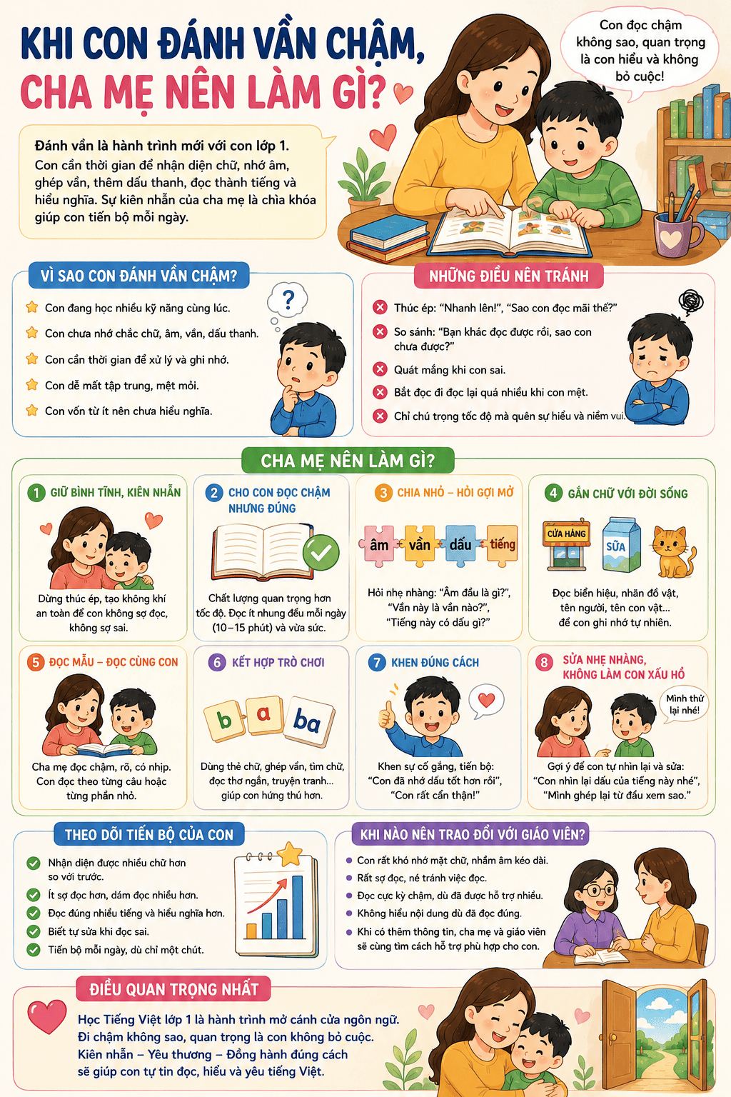 Khi con đánh vần chậm, cha mẹ nên làm gì?