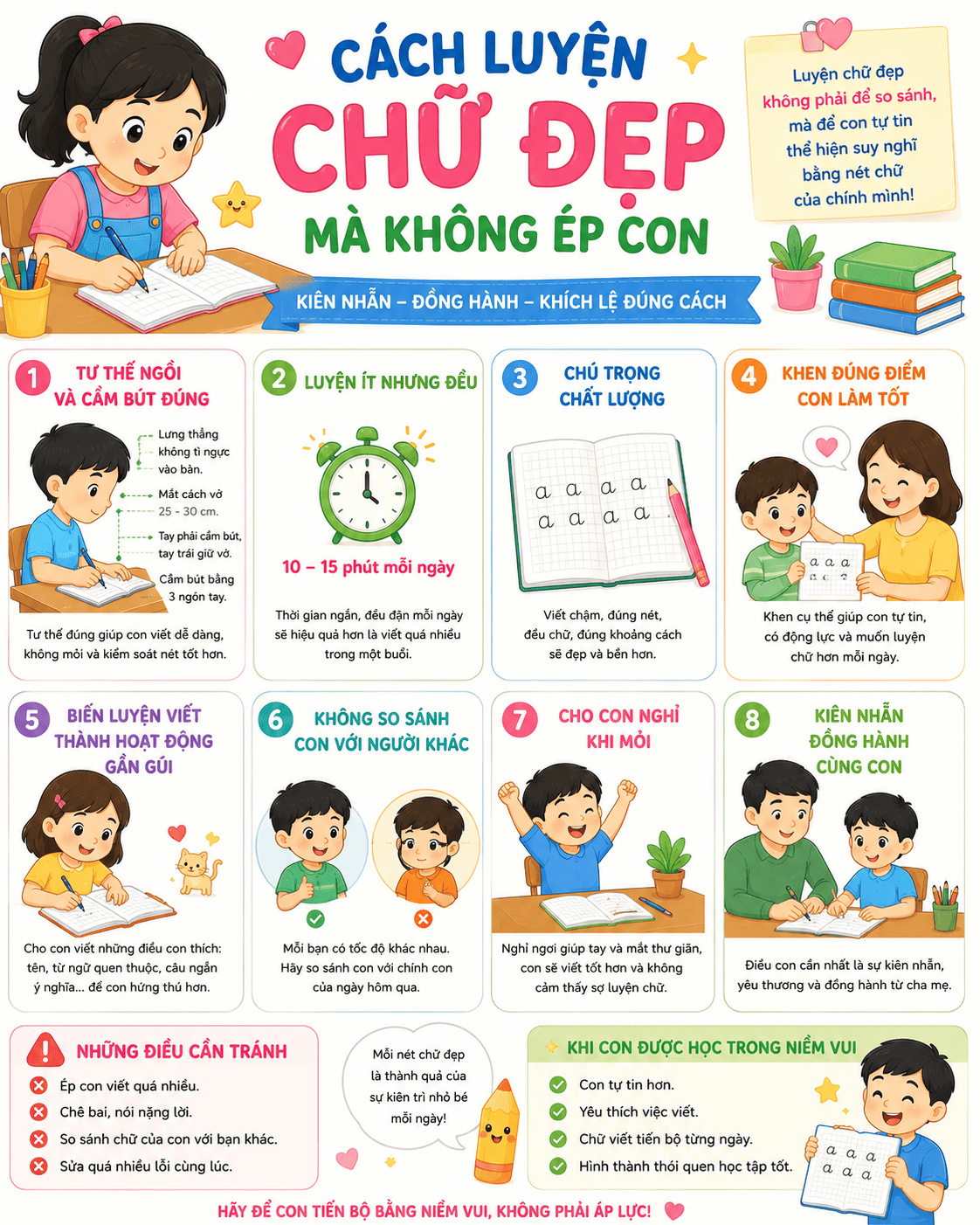 Cách luyện chữ đẹp mà không ép con